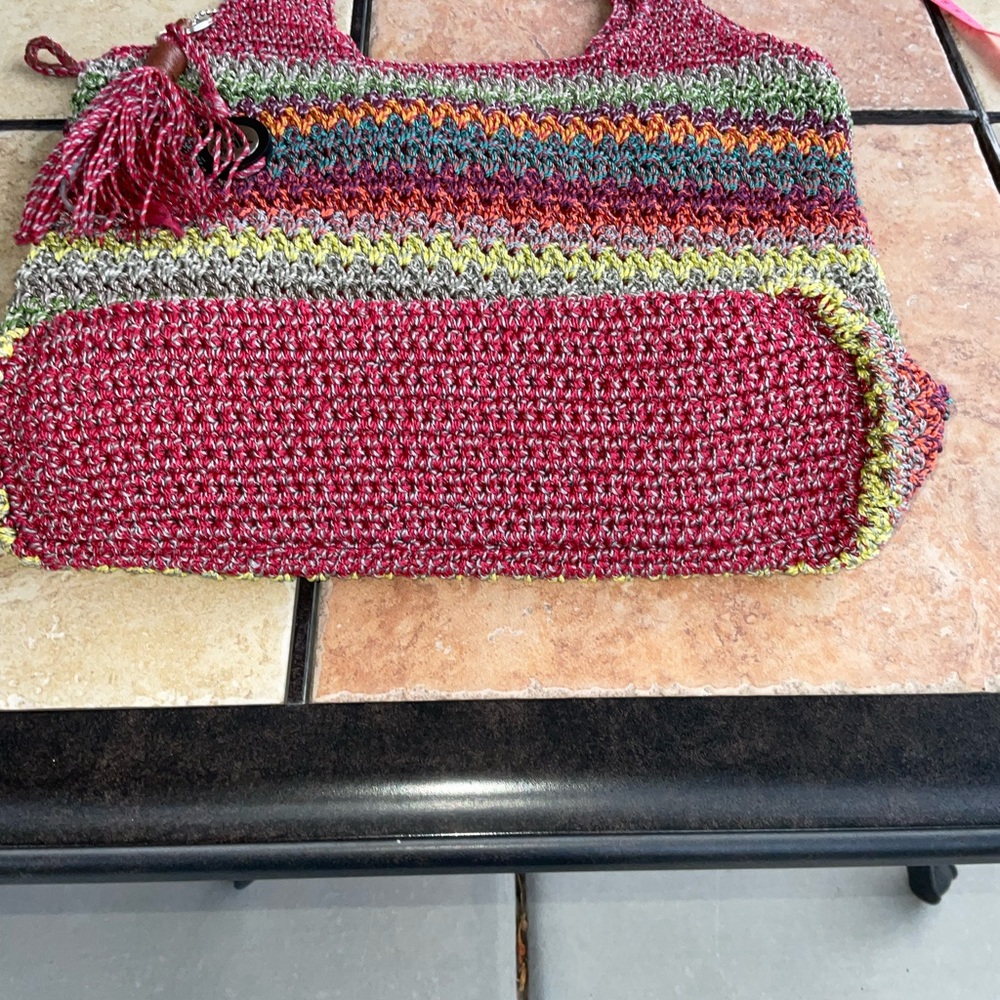 The Sak Knit multicolored LG slouchy purse Shoulder bag Red, Blue, Orange Green - Picture 7 of 11
